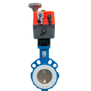 VÁLVULA DE MARIPOSA DISCO INOX TEFLONADA PN16 WAFER CON ACTUADOR ELÉCTRICO