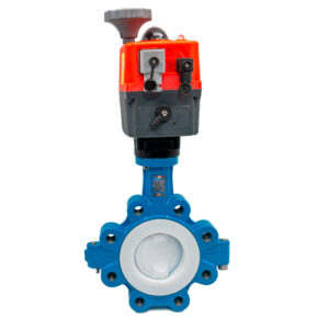 VÁLVULA DE MARIPOSA TEFLONADA PN16 LUG CON ACTUADOR ELÉCTRICO