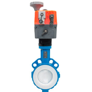 VÁLVULA DE MARIPOSA TEFLONADA PN16 WAFER CON ACTUADOR ELÉCTRICO