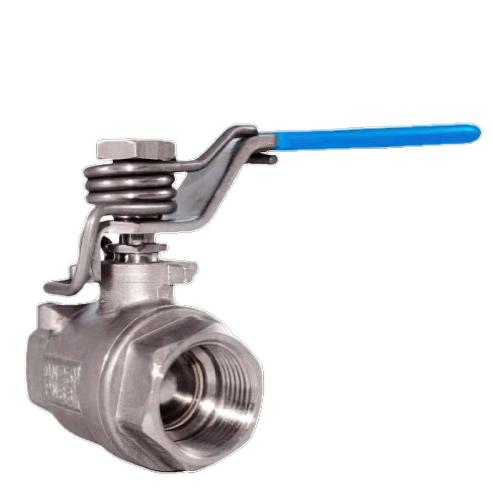 Válvula de Bola 2 Piezas Inoxidable AISI-316 PN-63 BSP con Palanca de Hombre Muerto de Valveseal